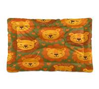 JiangGgen Washable Dog Bed,Cute Lion Faces Anti-Slip Dog Crate Bed Pet Beds Sleeping Mat for Large, Medium, Small Pets 24x36in