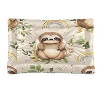 JiangGgen Washable Dog Bed,Cute Sloth Anti-Slip Dog Crate Bed Pet Beds Sleeping Mat for Large, Medium, Small Pets 24x36in