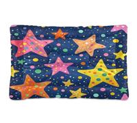 JiangGgen Washable Dog Bed,Cute Stars Colorful Anti-Slip Dog Crate Bed Pet Beds Sleeping Mat for Large, Medium, Small Pets 24x36in