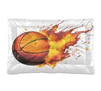 JiangGgen Washable Dog Bed,Flaming Basketball Anti-Slip Dog Crate Bed Pet Beds Sleeping Mat for Large, Medium, Small Pets 24x36in