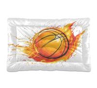 JiangGgen Washable Dog Bed,Flaming Basketball Anti-Slip Dog Crate Bed Pet Beds Sleeping Mat for Large, Medium, Small Pets 24x36in