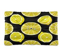 JiangGgen Washable Dog Bed,Fresh Lemon Slices Anti-Slip Dog Crate Bed Pet Beds Sleeping Mat for Large, Medium, Small Pets 24x36in