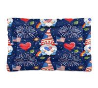 JiangGgen Washable Dog Bed,Independence Day Gnome Anti-Slip Dog Crate Bed Pet Beds Sleeping Mat for Large, Medium, Small Pets 24x36in