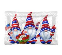 JiangGgen Washable Dog Bed,Independence Day Gnome Anti-Slip Dog Crate Bed Pet Beds Sleeping Mat for Large, Medium, Small Pets 24x36in