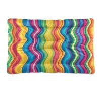 JiangGgen Washable Dog Bed,Rainbow Lines Anti-Slip Dog Crate Bed Pet Beds Sleeping Mat for Large, Medium, Small Pets 24x36in