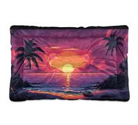 JiangGgen Washable Dog Bed,Seaside Sunset Anti-Slip Dog Crate Bed Pet Beds Sleeping Mat for Large, Medium, Small Pets 24x36in