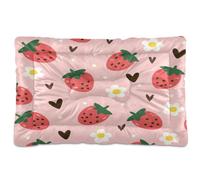 JiangGgen Washable Dog Bed,Strawberry and Daisy Anti-Slip Dog Crate Bed Pet Beds Sleeping Mat for Large, Medium, Small Pets 24x36in