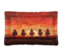 JiangGgen Washable Dog Bed,Sunset Cowboys Anti-Slip Dog Crate Bed Pet Beds Sleeping Mat for Large, Medium, Small Pets 24x36in
