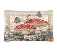 JiangGgen Washable Dog Bed,Vintage Mushroom Anti-Slip Dog Crate Bed Pet Beds Sleeping Mat for Large, Medium, Small Pets 24x36in