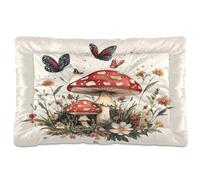 JiangGgen Washable Dog Bed,Vintage Mushrooms Anti-Slip Dog Crate Bed Pet Beds Sleeping Mat for Large, Medium, Small Pets 24x36in