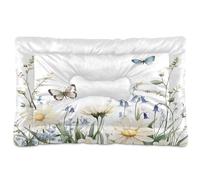JiangGgen Washable Dog Bed,Wildflowers and Butterflies Anti-Slip Dog Crate Bed Pet Beds Sleeping Mat for Large, Medium, Small Pets 24x36in