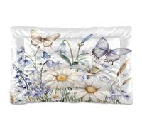JiangGgen Washable Dog Bed,Wildflowers and Butterflies Anti-Slip Dog Crate Bed Pet Beds Sleeping Mat for Large, Medium, Small Pets 24x36in