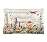 JiangGgen Washable Dog Bed,Wildflowers and Butterflies Anti-Slip Dog Crate Bed Pet Beds Sleeping Mat for Large, Medium, Small Pets 24x36in