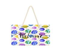 JiangGgen Welcome Sign for Front Door,5 Cartoon Planet 6x11 Inch House Sign Wall Decor for Living Room Wall Farmhouse Porch Home Decor