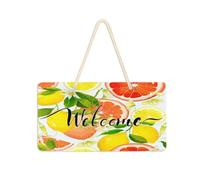 JiangGgen Welcome Sign for Front Door,5 Various Citrus Fruits 6x11 Inch House Sign Wall Decor for Living Room Wall Farmhouse Porch Home Decor
