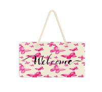 JiangGgen Welcome Sign for Front Door,5 Watercolor Butterflies 6x11 Inch House Sign Wall Decor for Living Room Wall Farmhouse Porch Home Decor