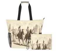 JiangGgen West Cow Boy Beach Tote,Waterproof Beach Totes Bag Pool Bag