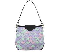 JiangGgen Women's Handbags Colored Scales PU Leather Shoulder Bag Purse with Detachable Strap Lightweight for Work Shopping Travel