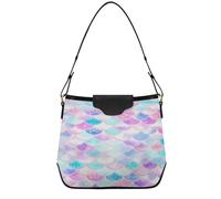 JiangGgen Women's Handbags Colored Scales PU Leather Shoulder Bag Purse with Detachable Strap Lightweight for Work Shopping Travel