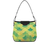 JiangGgen Women's Handbags Green Scales PU Leather Shoulder Bag Purse with Detachable Strap Lightweight for Work Shopping Travel