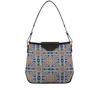 JiangGgen Women's Handbags Mandala Flower PU Leather Shoulder Bag Purse with Detachable Strap Lightweight for Work Shopping Travel