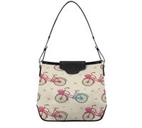 JiangGgen Women's Handbags Vintage Bicycles PU Leather Shoulder Bag Purse with Detachable Strap Lightweight for Work Shopping Travel