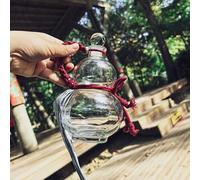 Jianghehaihai Glass Gourd Water Bottle 17oz Chinese Retro Style Clear Glass Drinking Decorative Bottle Travel Sports Bottle for Tea,Wine,Champagne