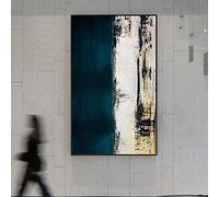 Jianghu Art Big Green Posters Prints Abstract Fashion Wall Pictures for Living Room Vintage Green Paint Painting Modern Nordic Canvas 50x85cm(20x33in) With Frame