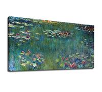 Jianghu Art Canvas Oversized Wall Art Water Lilies by Claude Monet - Extra Large Contemporary Monet Poster Pictures 85x170cm(33x67in) With Frame