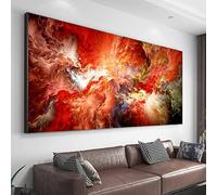 Jianghu Art Cloud Painting on Canvas Home Decor Large Size Abstract Modern Framed Painting Wall Picture for Living Room 95x190cm/(38x75inch) with-Black-Frame
