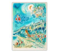 Jianghu Art Famous Artwork Poster Print Marc Chagall《Carnaval of Flowers》Canvas Painting Picture Wall Background Home Decoration 60x90cm No Frame
