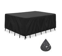 Jianghu Art Garden Furniture Cover 600d Oxford Fabric 110x80x100cm Outdoor Patio Table Cover UV Protection Anti-Dust Aging Waterproof Windproof Table and Chairs Cover - Black