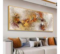 Jianghu Art Grey Yellow Cloud Decoration Picture Large Framed Canvas Prints - Abstract Poster Unreal Wall Art Canvas Painting 85x170cm(34x68in) With Frame