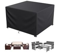Jianghu Art Large Rectangular Garden Table Covers Waterproof Outdoor Furniture Covers 140x140x100cm Anti UV 600D Heavy Duty Fabric Double Stitching Garden Sofa Dining Set Cover