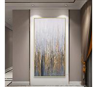 Jianghu Art Large Wall Art Painting On Canvas Golden Oil Vertical Abstract Art Decorative Pictures For Living Room Wall Decor Painting 80x162cm(31x64in) With Frame
