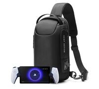 JiangJiangBao Carrying Case Bag Compatible with PlayStation Portal Remote Player, Updated Sling Bag for PS Portal Midnight Black and Accessories, Type C and USB External Port for Charging