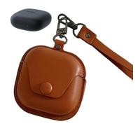 JiangJiangBao Carrying Case for SHOKZ OpenFit Air Ear Headphones, Hard Leather Case Compatible with OpenFit Air Earbuds, Drop-proof, Wear-resistant, with Lanyard (Brown)