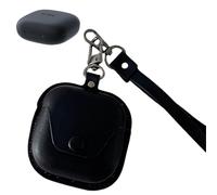 JiangJiangBao Carrying Case for SHOKZ OpenFit Air Ear Headphones, Hard Leather Case Compatible with OpenFit Air Earbuds, Drop-proof, Wear-resistant, with Lanyard (Black)