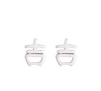 JiangKui S925 Silver Double Auspicious Character Handmade Ear Stud Chinese Style Text Classical Literary Temperament Unisex Earringsear Stud
