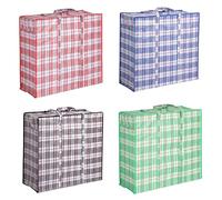 JIANGLAI 4 Pack 80L Multicolor Plastic Storage Bags with Zipper, Moisture Proof, 23 x 15 x 35 cm, 4.85L Capacity, Ideal for Clothing, Bedding, Toys