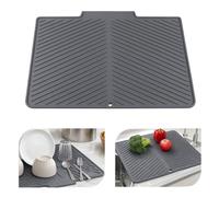 JIANGLAI Dish Drying Mat, Silicone Folding Draining Board Mat for Kitchen Universal Flume Drainer Mat, Heat Resistant Trivet Countertop Protector, Table Mat, Placemat, Coaster