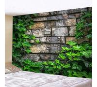 JIANGLANY Garden Tapestry Old Brick Rock Wall Outdoor Garden Scenery Wall Hanging Decor Aesthetic Leaf Floral Background Mural for Living Room Bedroom (12, 150x200cm)