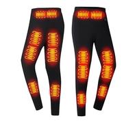 JIANGML Fleece Heated BaseTrousers for Men Women USB Charging Heated Underlay Pants with 16 Heating Zones 3 Temperature Settings Heating Base Layer Bottoms Soft Elastic Washable Thermal Pants Black