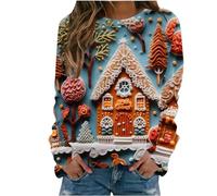 JIANGML Women Christmas Sweatshirt Snowman 3D Printed Jumper Ladies Multicolour Graphic Pullover Xmas Funny Blouse Round Neck Shirt Christmas Novelty Sweatshirts Winter Casual Comfortable Tops