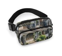 Jiangnan Water Towns Waist Bag Fashion Fanny Bag with Adjustable Strap for Outdoor Workout Cycling Unisex, white, 20x13cm, Waist Bag