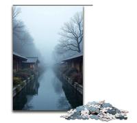 Jiangnan Water Village in The Morning Mist 1000 Piece Jigsaw Puzzles for Adults Jigsaw for Gifts Best Gift Suitable for And Teenager 14 And Up 1000 PCS(75x50cm)