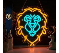 JIANGNEON World of Warcraft Neon Sign Lion Neon Sign The Alliance LED lignt for Wall Decor Kids room Bedroom Teens room Game room decor (Yellow + Blue Lion)