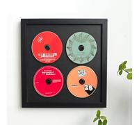 JIANGPAI Wall Record Rack Music Album Box CD Music Box CD Case Solid Wood Frame Black Frame 13x13 Music Frame Display Case with 4 5.5x5.5 Album Sleeves or 12x12 Inch