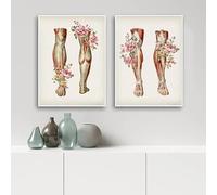 JIANGSHANDAIYOUCAIREN Skeletal Muscle Anatomy Wall Art Canvas Painting Foot Bone Medical Poster Print Education Hospital Picture Modern Decoration No Frame-B_40x50cmX2