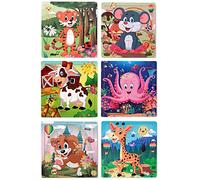 JIANGTYH Puzzles for Kids Ages 3-5 - 20 Piece Colorful Wooden Puzzles Set of 6 Vibrant Theme Brain Development Learning Toys for Boys and Girls